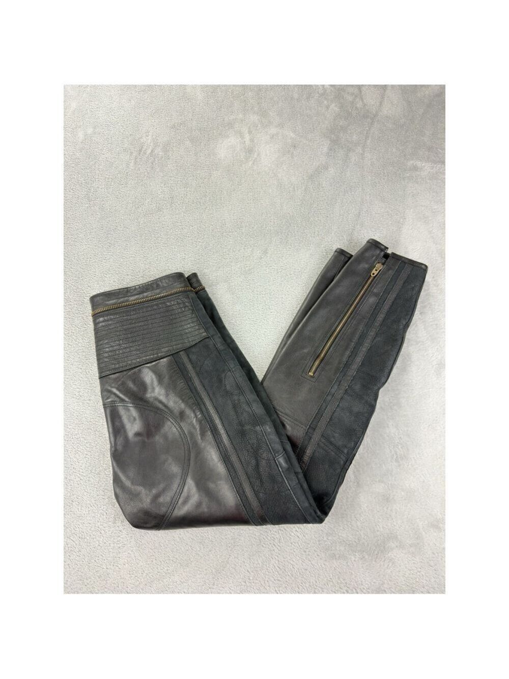 Chloe Women's Size 36 EU 100% Calfskin Leather Rare Designer Ankle Zip Pants